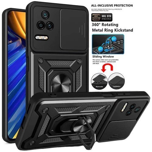 CASE XIAOMI POCO F4 F4 GT F5 F3  Case Armor Slide Ring Camera Protection Anti Shock
