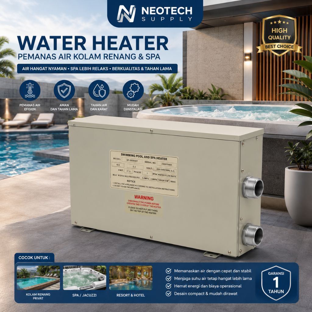 Water Heater listrik kolam renang 5,5kw Pemanas Air kolam Renang 220V Water Heater