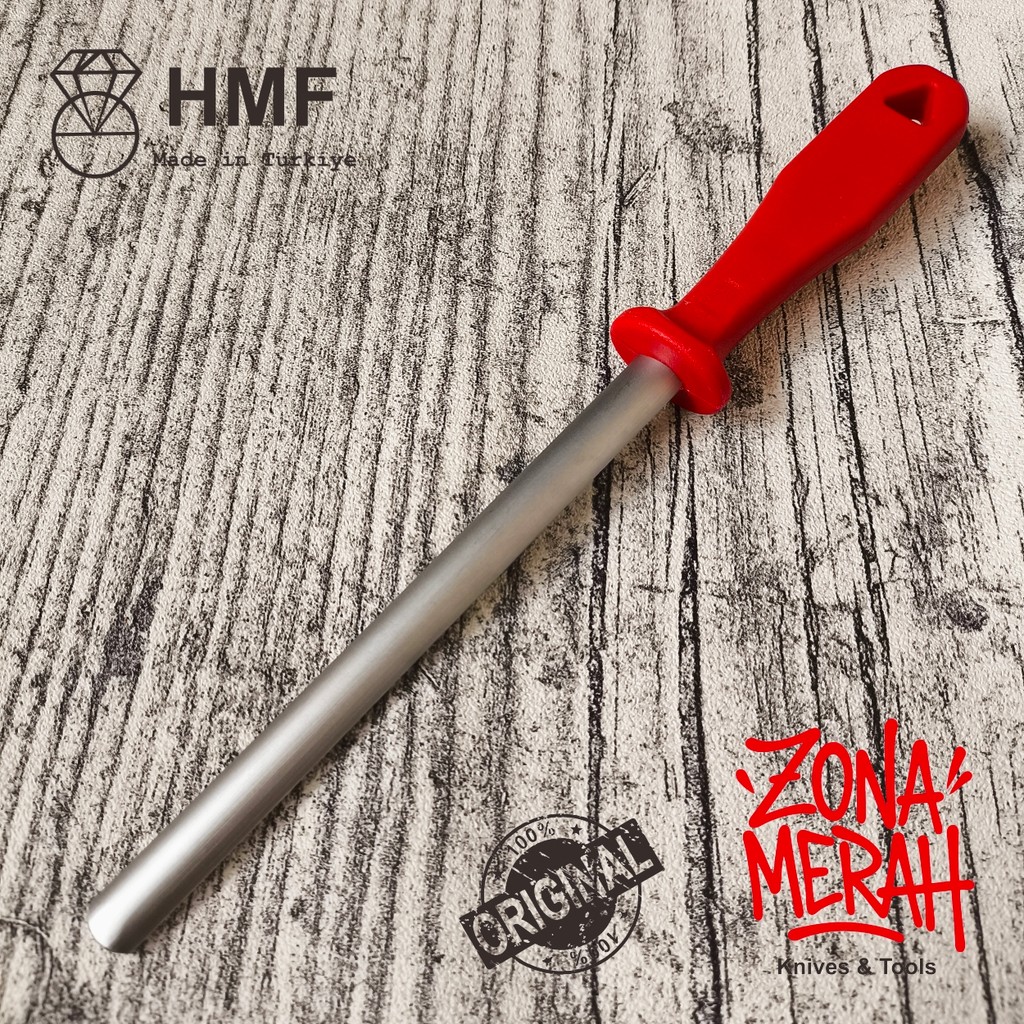 sharpening steel pengasah pisau hmf 20 cm oval merah made in turki original