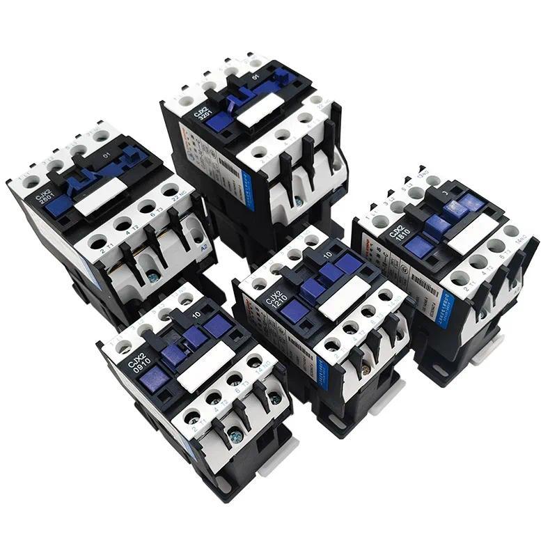 AC 220V Contactor CJX2-2510 CJX2-3210 24VAC 1 Phase 25A 32A Contact 380VAC 3 Phase CJX2-0901 CJX2-12