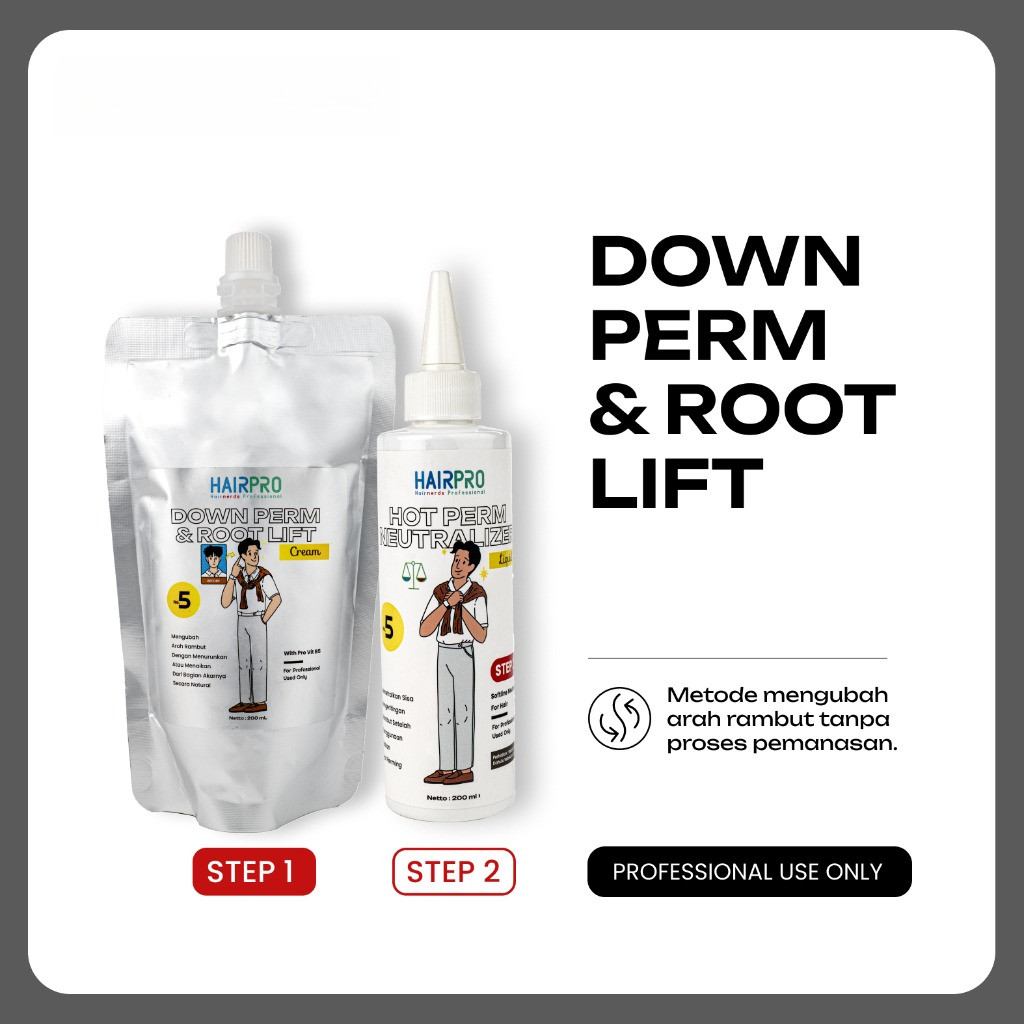 Hairpro Down Perm & Root Lift | Hot Perm Neutralizer | Obat Perm Rambut Salon Professional