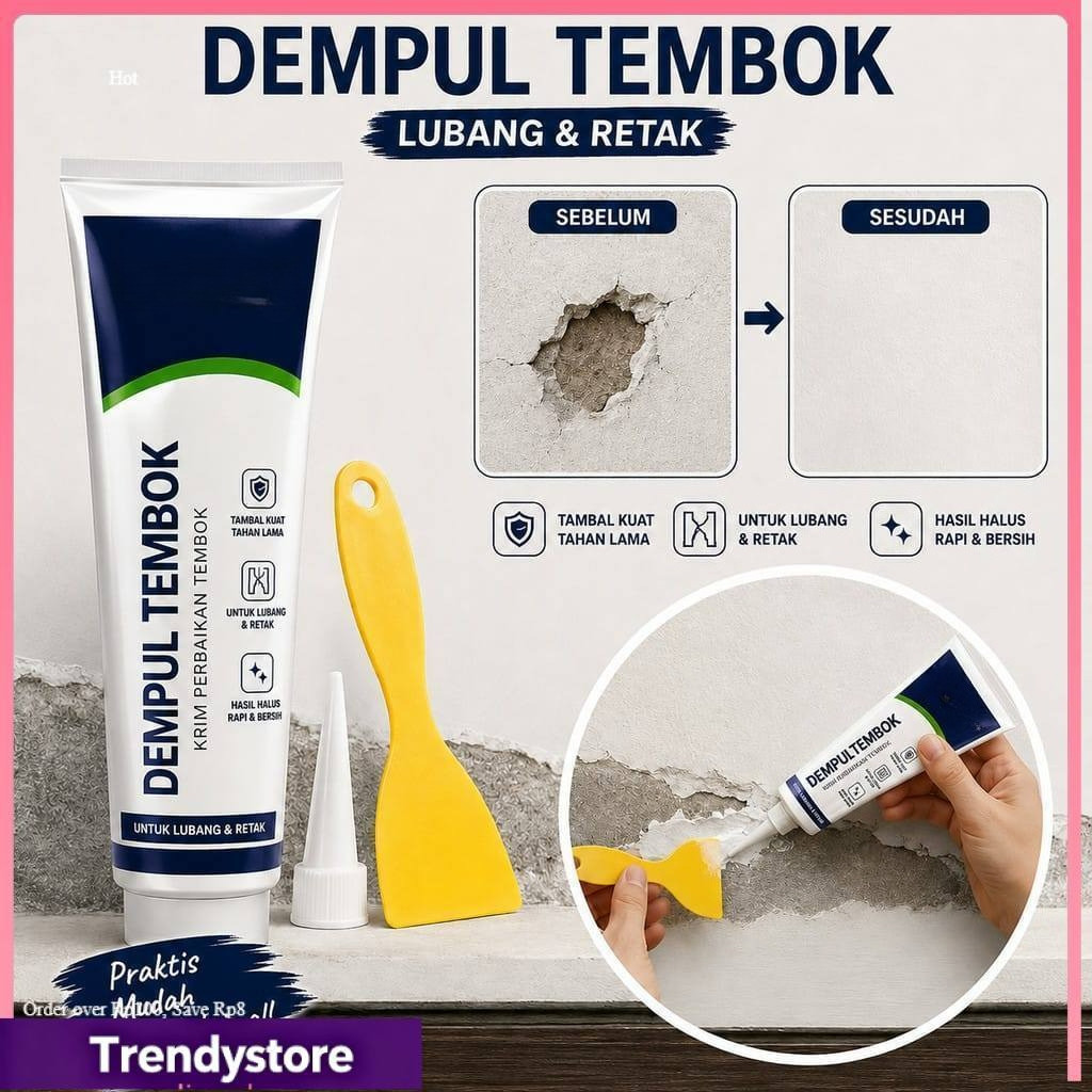 TRENDY LEM DEMPUL TEMBOK 250GRAM DEMPUL TEMBOK DEMPUL DINDING PELAPIS TEMBOK ACI PLESTER TEMBOK