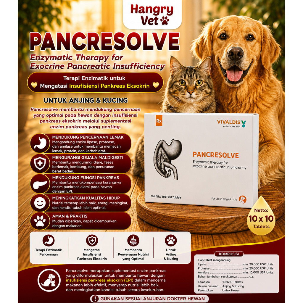 Pancresolve enzym pencernaan anjing kucing original mirip panakare per BOX