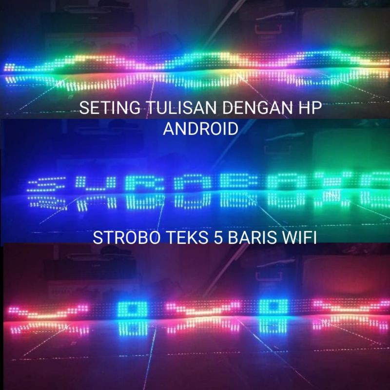 Strobokaca Running Text 12 Dan 24 Volt 5 Baris Lampu Truk Mobil
