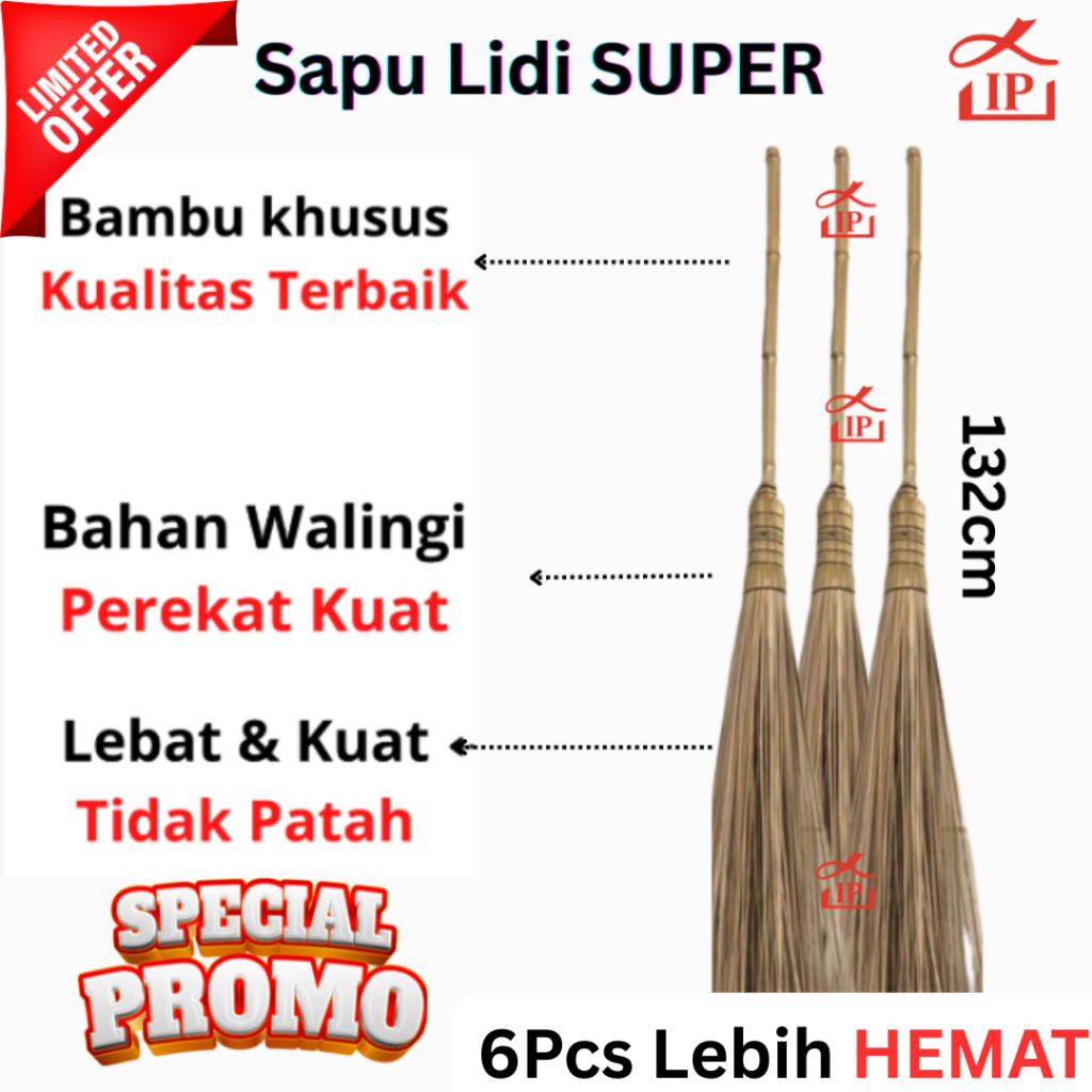 Sapu Lidi Gagang Bambu Sapu Halaman Premium Sapu Lidi Panjang Tebal