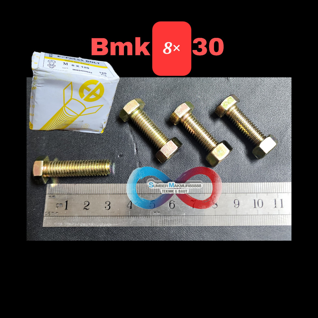 DaniCV BOX - baut mur kuning / bmk M 8×30 ( isi 225 pcs )