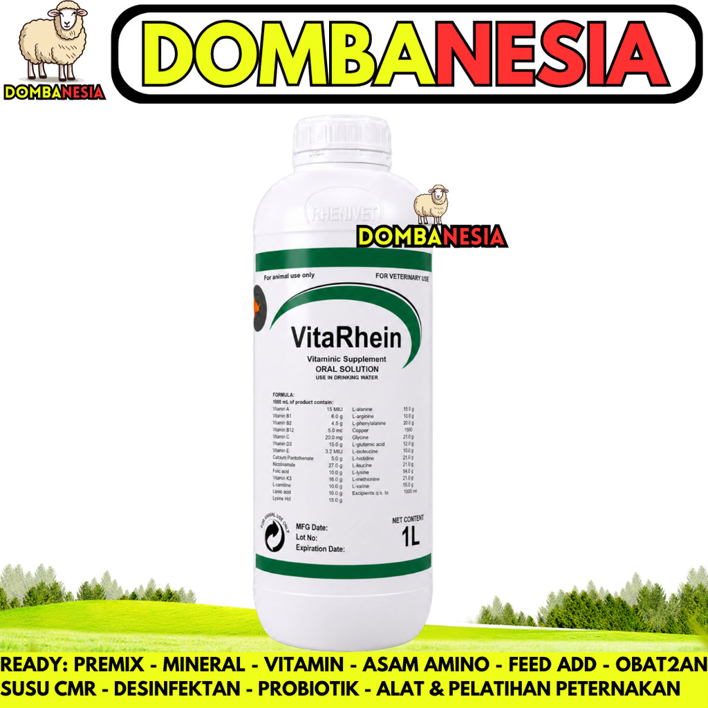 VITARHEIN 1 LITER - Premix Cair Vitamin Asam Amino Pemacu Pertumbuhan Ternak Ayam Sapi Domba Babi