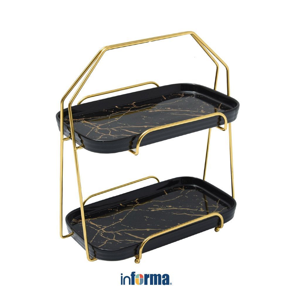 Informa Appetite Wadah Saji Rak Tingkat Square Set 3 pcs - Hitam Serving Bowl Wadah Hidang Bowl Saji
