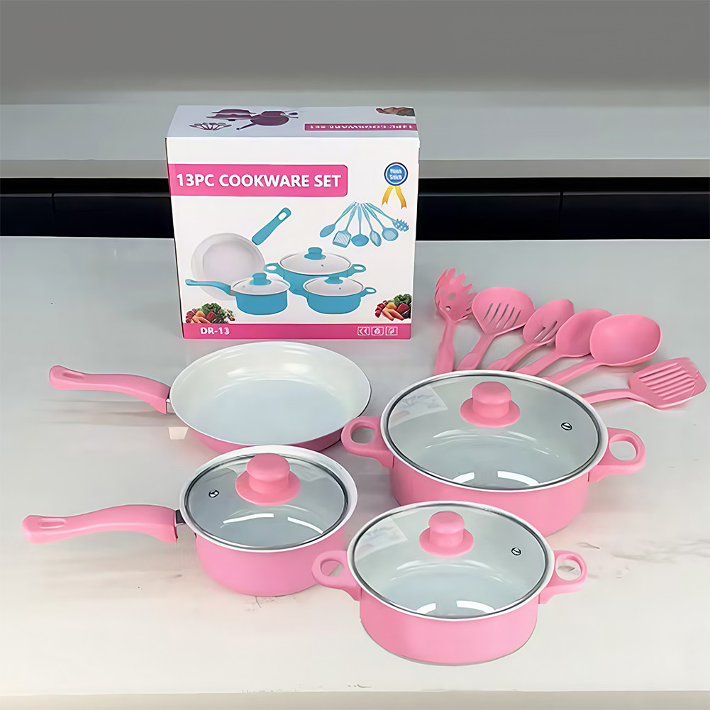 Set Peralatan Masak Anti Lengket 12 Buah Panci Masak dengan Tutup Panci Susu Wajan Penggorengan Batu