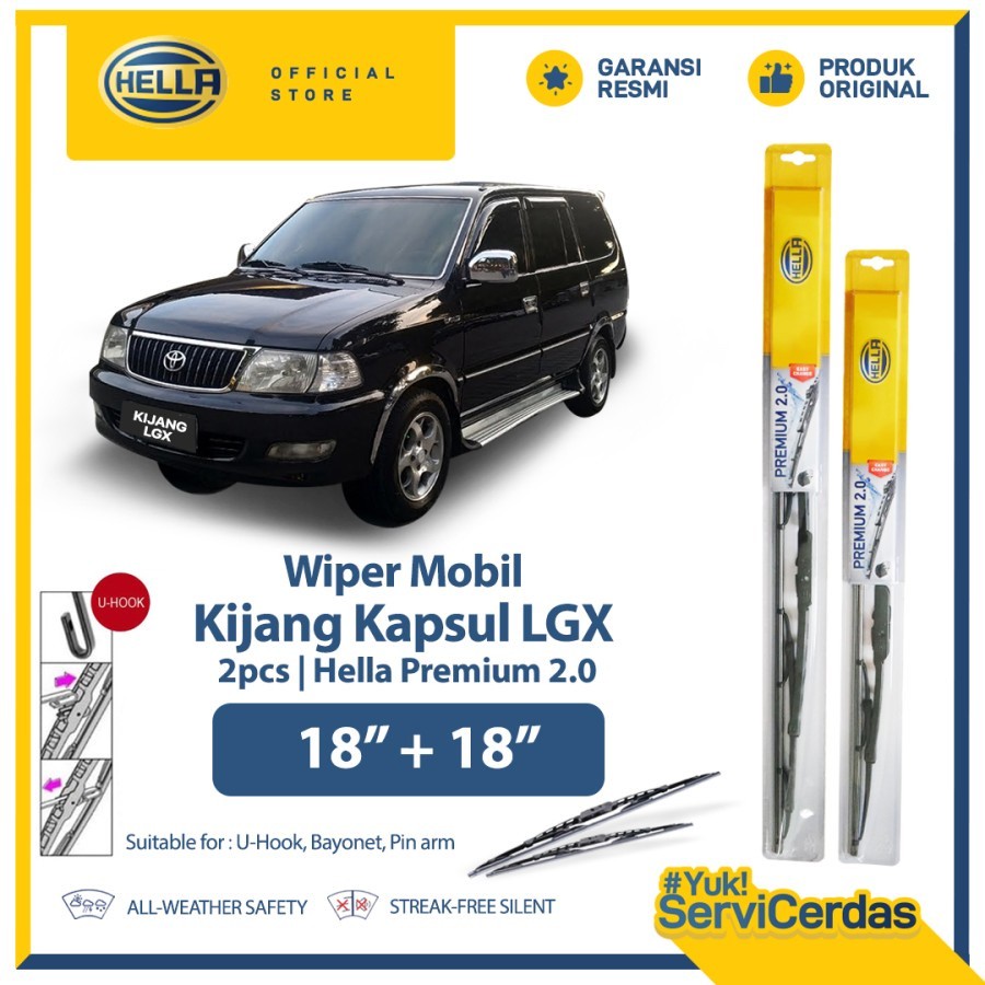 PROMO Hella Wiper Mobil TOYOTA  Kijang Kapsul LGX 18” + 18” (2pcs) - Wiper Premium Aksesoris Tipe Mo