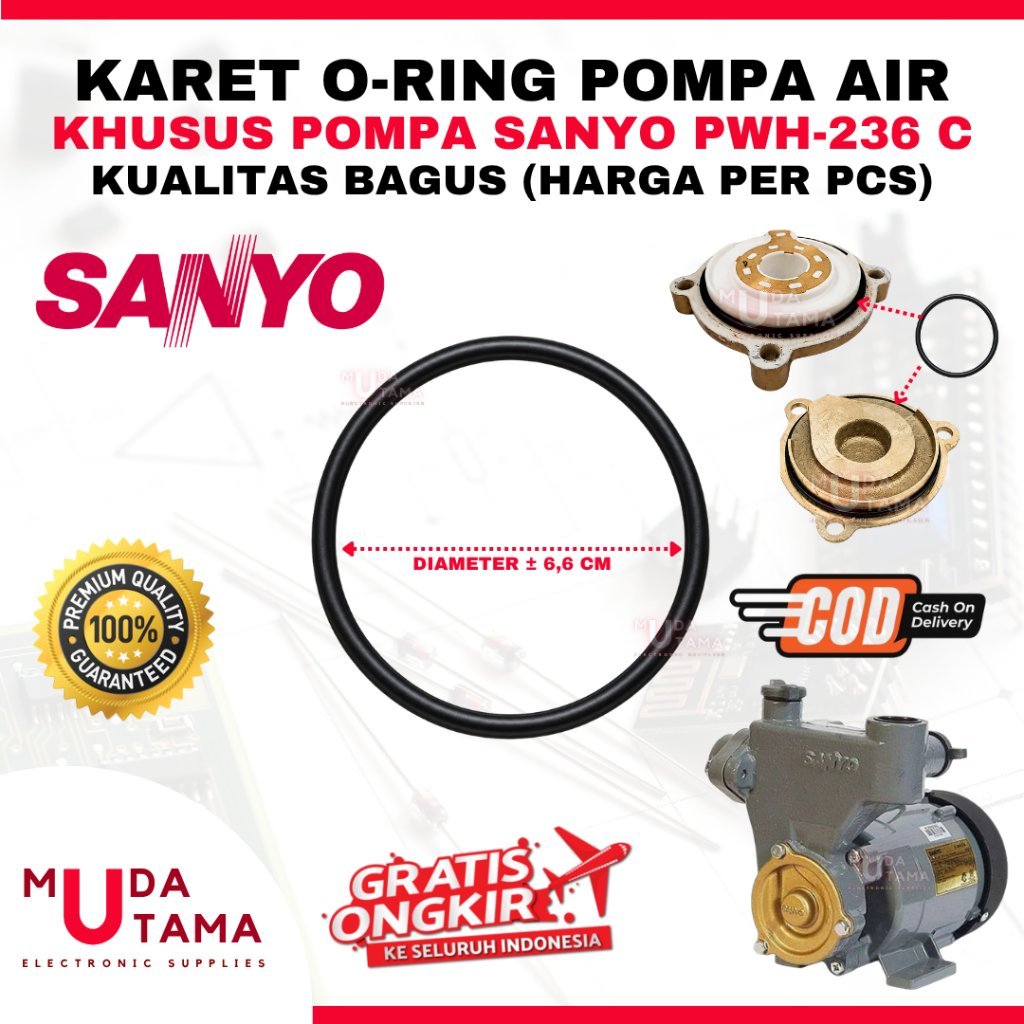 SEAL O-RING IMPELLER POMPA AIR SANYO PH236C PH 236 C - KARET SEAL POMPA AIR SANYO PH 236C - SIL SANY