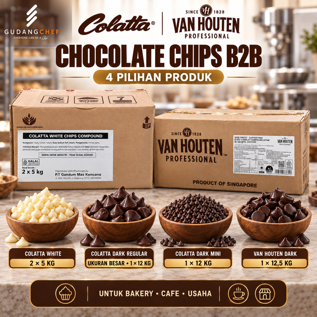Colatta & Van Houten Chocolate Chip B2B | White, Dark Regular & Mini | Karton 10–12,5kg