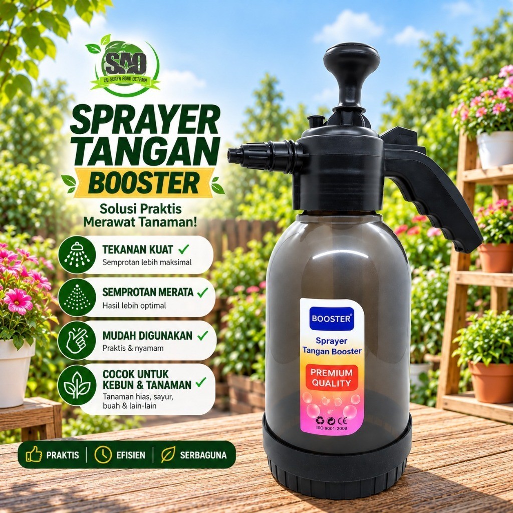 Hand Sprayer Transparan Booster Ukuran 2 Ltr Alat Semprot Bunga dan Tanaman / Hand Sprayer