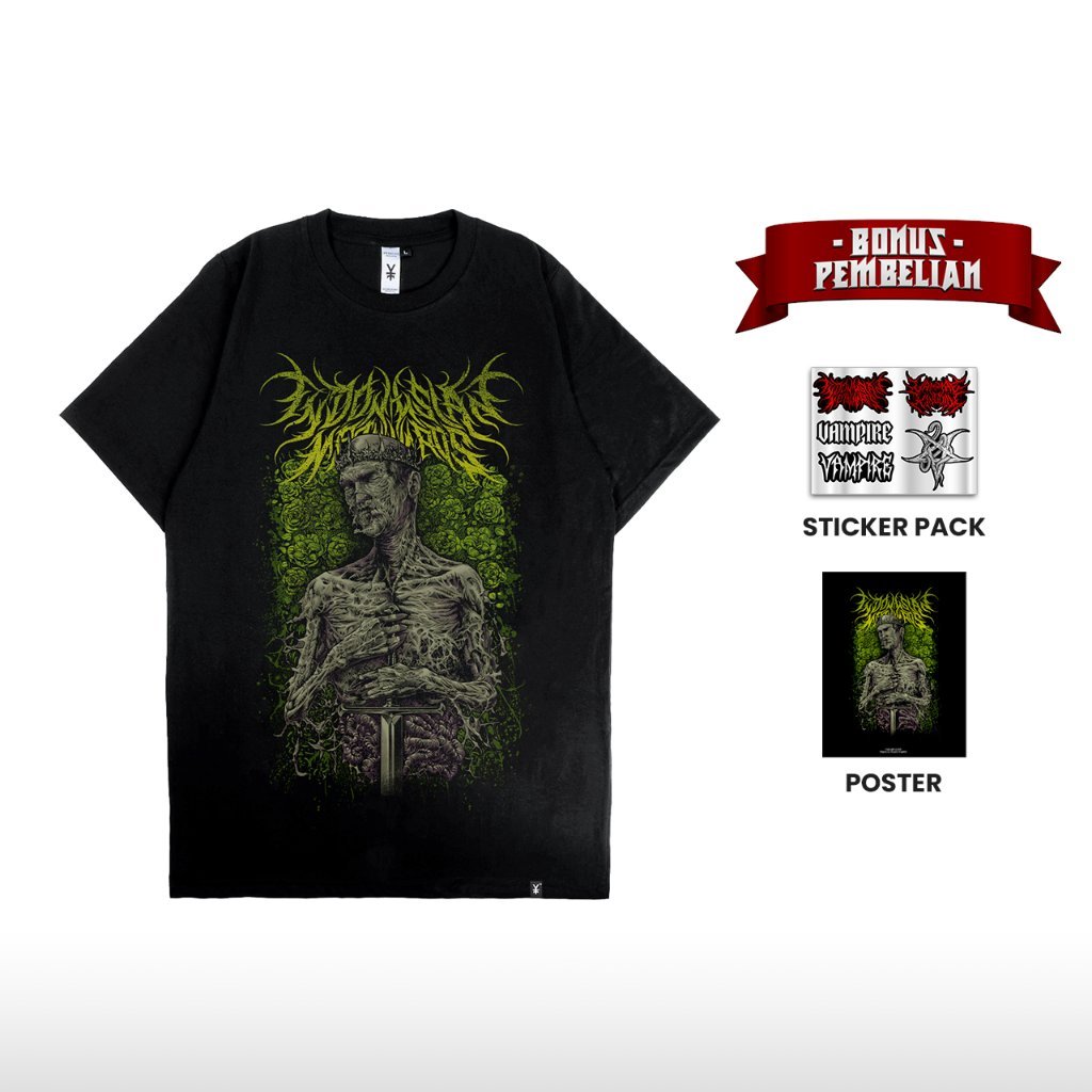 KAOS Kaos Lengan Pendek Hitam Metal Divorce Vampire Kingdom