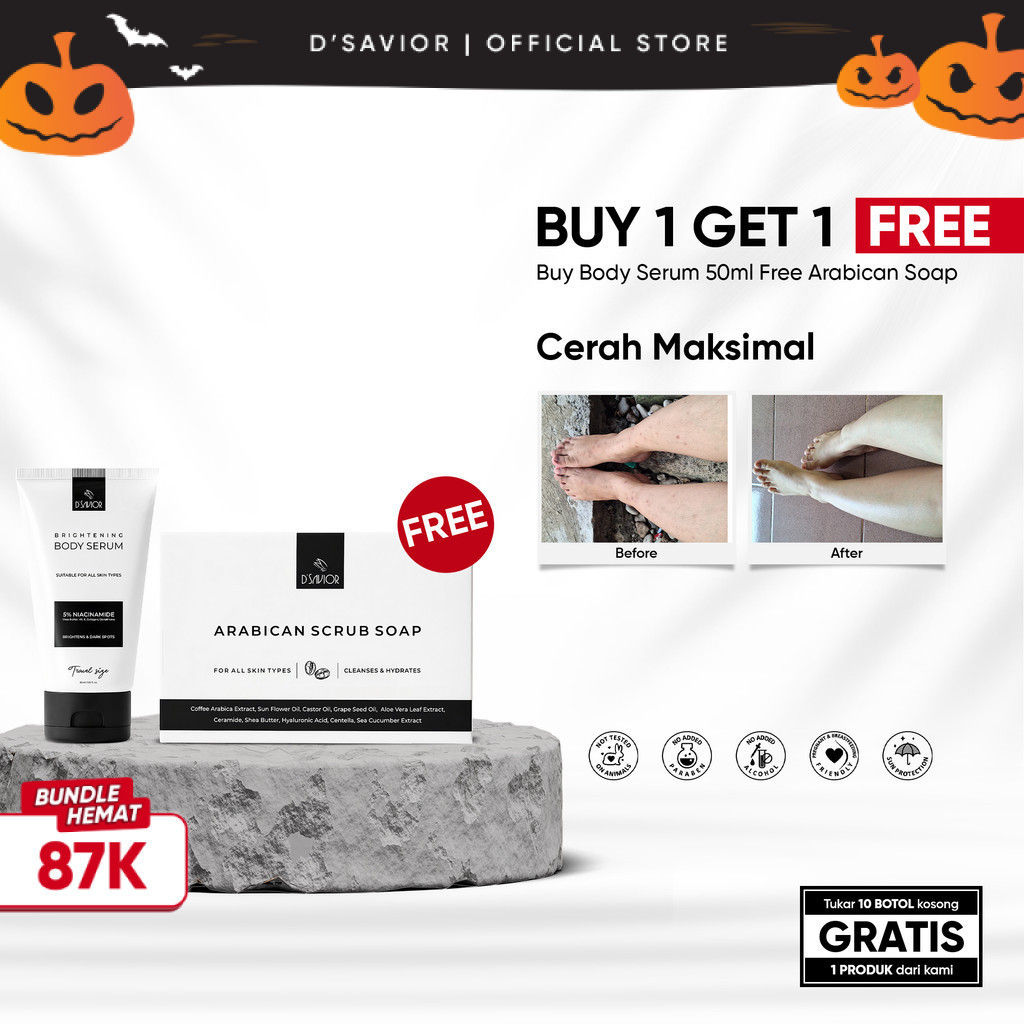D'SAVIOR Dark Spot Repair Mini | Body Serum Brightening Travel 50ML + Arabican Scrub Bar SOAP 80gr |