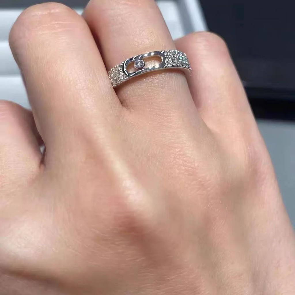 Cincin nama besar berlian tunggal wanita 18K cincin wanita mawar emas penuh berlian