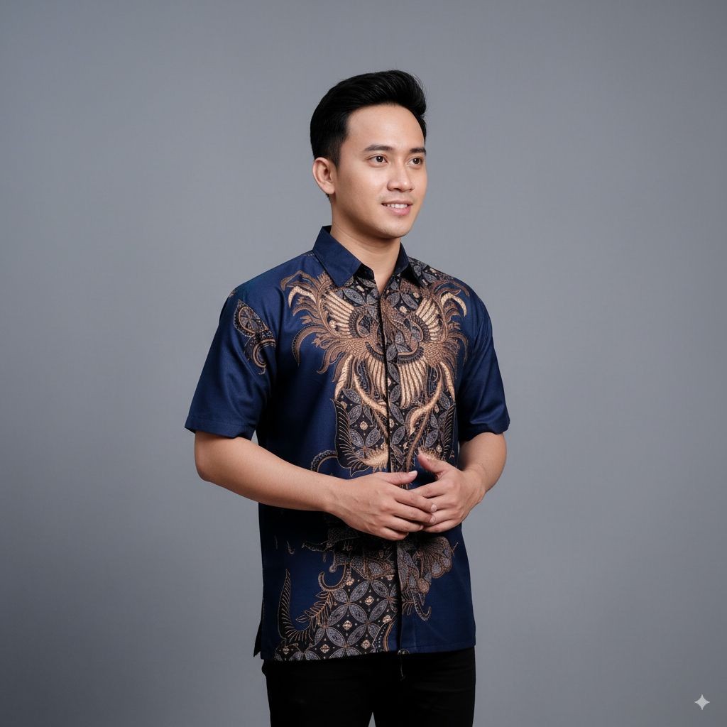 AYZAARTSTORE HEM BATIK PRIA BATIK PRIA LENGAN PENDEK DEWASA REMAJA BAJU BATIK SERAGAM KANTOR