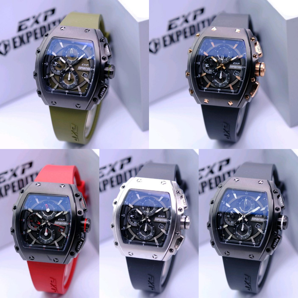 Jam Tangan Pria Expedition EXP 6846 / E 6846 / E6846 Rubber Garansi Resmi 1 Tahun