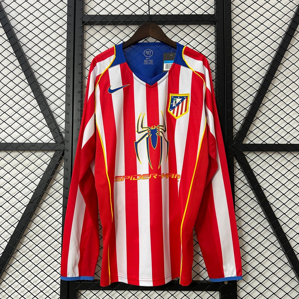 Jersey grade ori Retro Long sleeve Atletico Madrid 04/05 home A43 T shirt pria