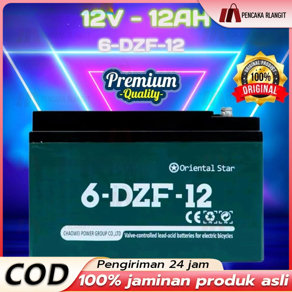 AKI SEPEDA LISTRIK 12V/12AH-20AH (6-DZF-12) ORIGINAL 48V/12AH-20AH