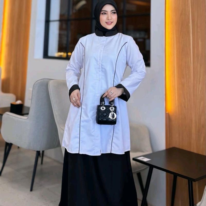 Seragam setelan rok kurung melayu hitam putih setelan rok baju murah toyobo