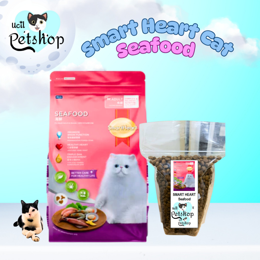 Smart Heart Cat Adult Seafood Flavor REPACK Makanan Kucing Kering Dry Food