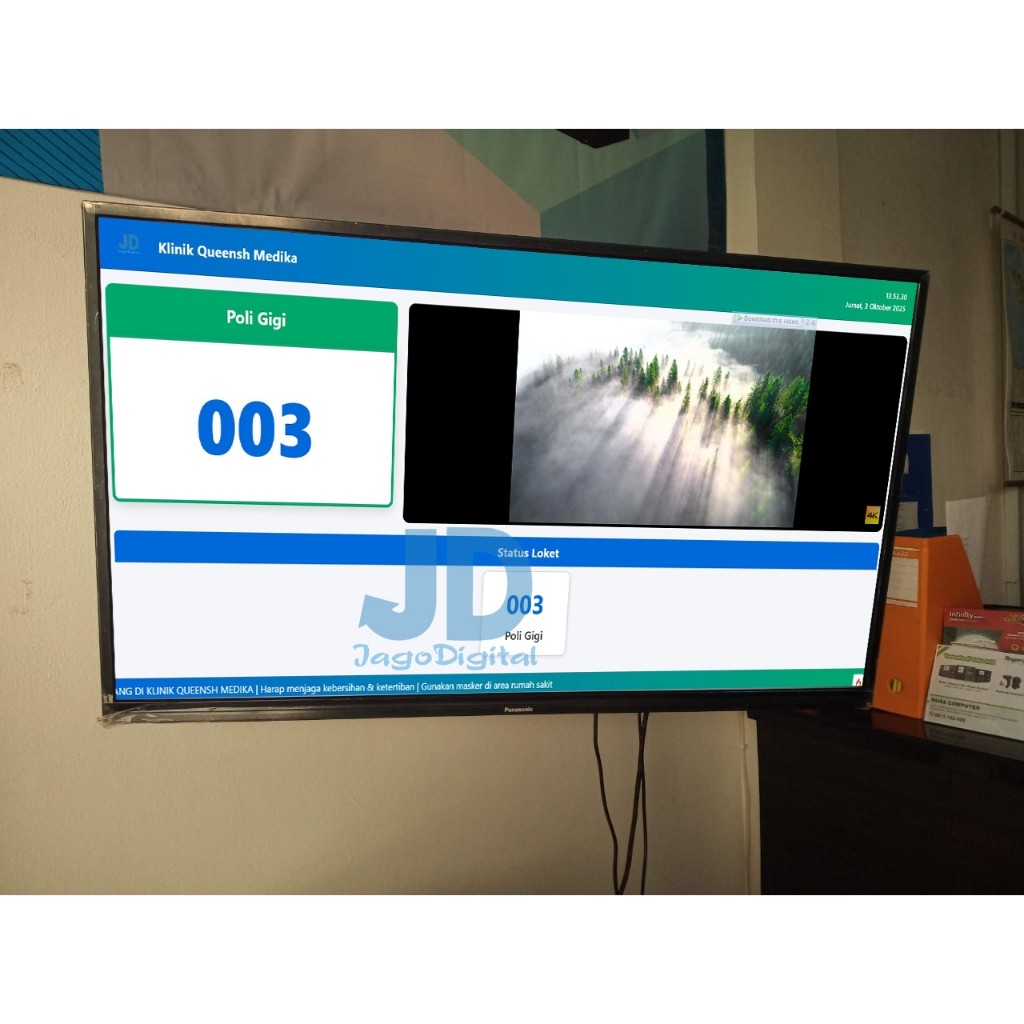 Aplikasi Sistem Antrian Klinik & Puskesmas Cetak Termal Display TV