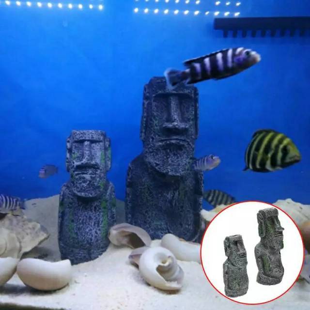 Aquarium decoration / Hiasan akuarium bentuk kepala patung romawi