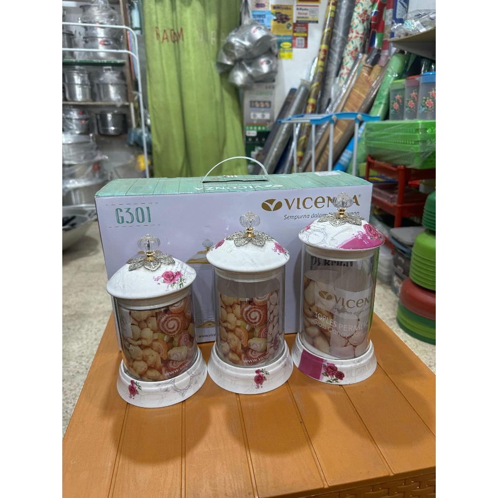 VICENZA Toples Permen Kaca Toples Permen Kaca Original Vicenza / Toples Lebaran / Toples Kue - Perme