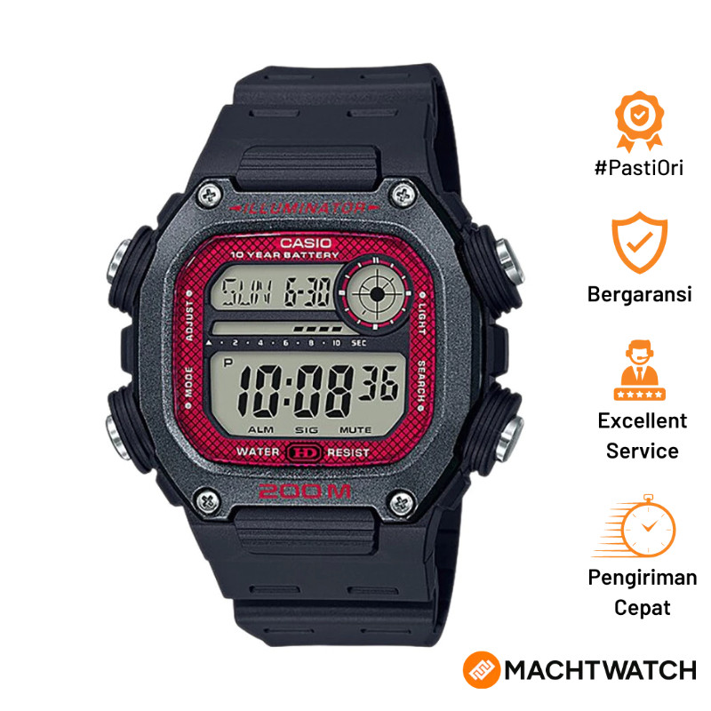 Jam Tangan Pria Digital Casio Standard DW-291H-1BVDF DW291 DW-291H Youth WR 200M Black Resin Band