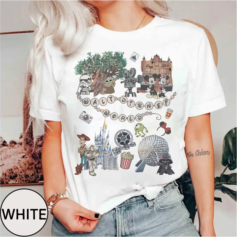 Pakaian jalanan Musik Hip Hop Kaos Retro Walt Disney World Kaos Magic Kingdom Epcot Hollywood Studio