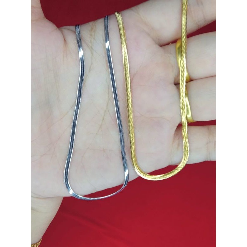 Kalung Belut Gepeng Besar Titanium Anti Karat Anti Luntur kalung wanita terlaris