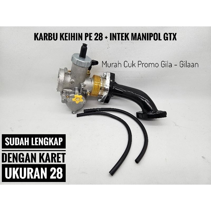 Intek Intake Manifold Miring Manipol GTX + Karbu Keihin PE 28 JupiterZ Motor Bebek Modif Trail