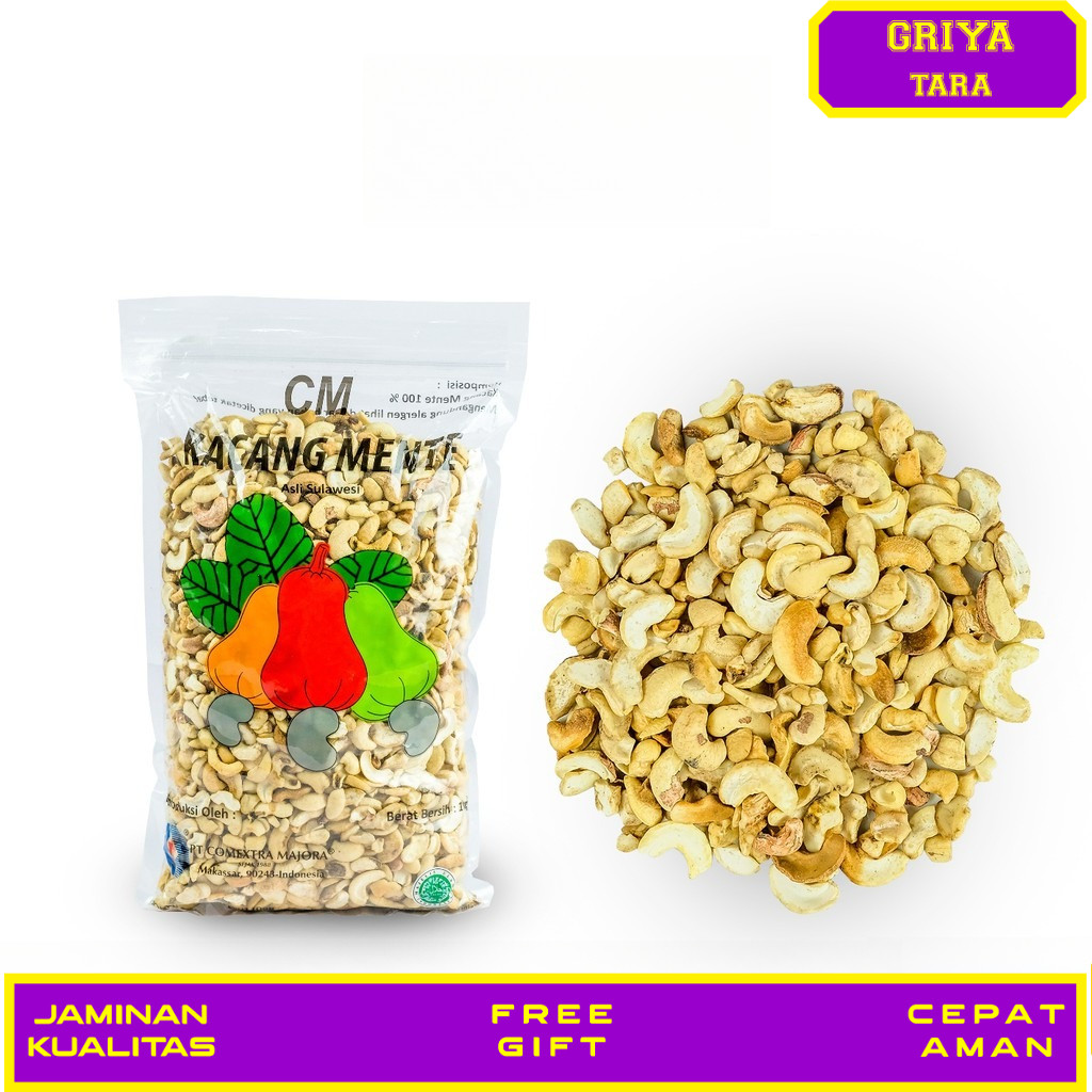 Kacang Mede Comextra Mentah Belah PM Super 1 Kg - Cashew Kacang Mente / Mete Comextra Majora