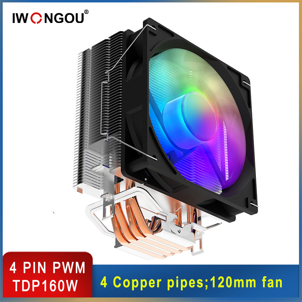 IWONGOU x99 processor cooler 4 Heatpipes Rgb Fan Cooler for Lga 2011 Silent Cpu Fan for Intel LGA115