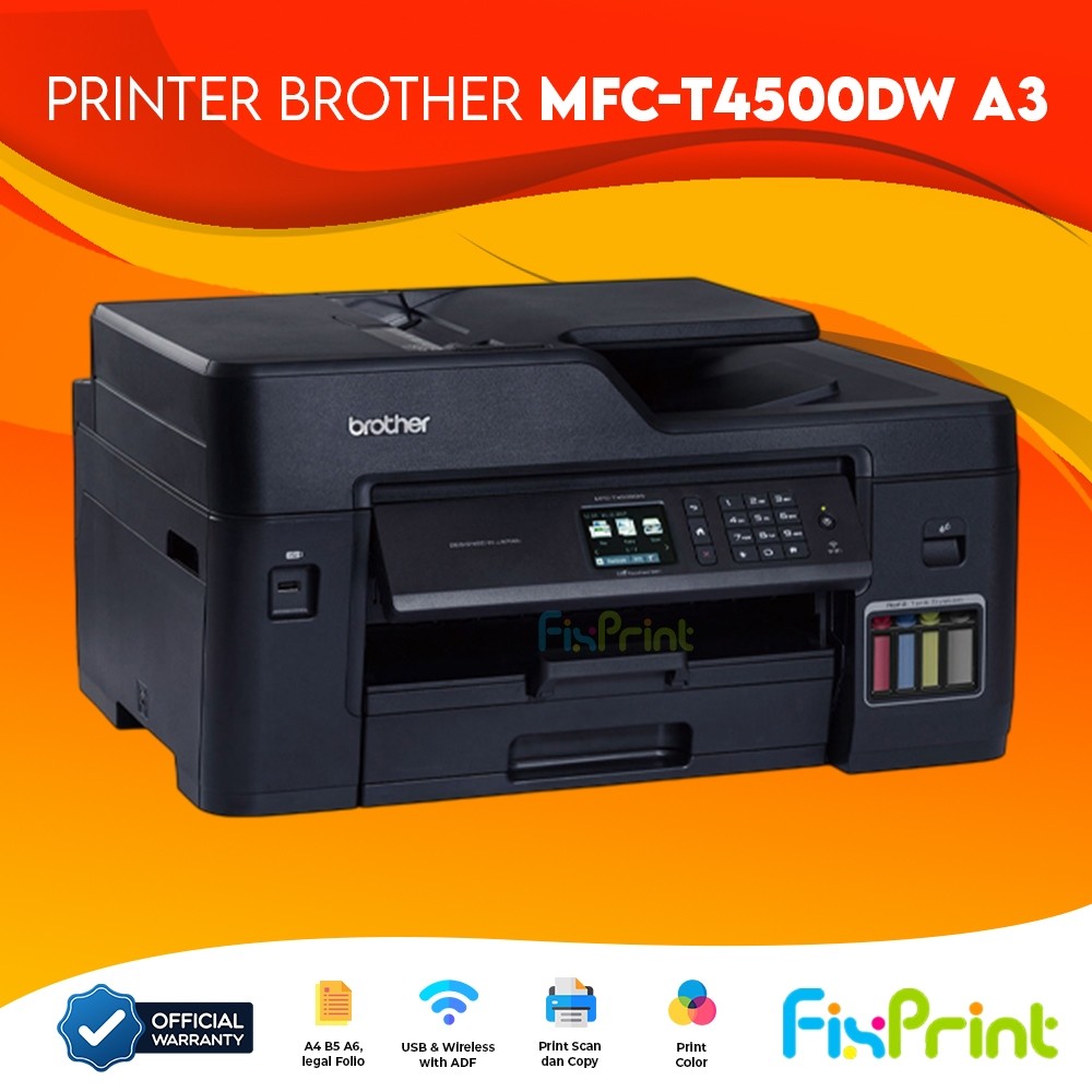 Printer Brother MFC-T4500DW A3 Multifunction Wireless T4500-DW With FAX ADF & Flatbed Garansi Resmi
