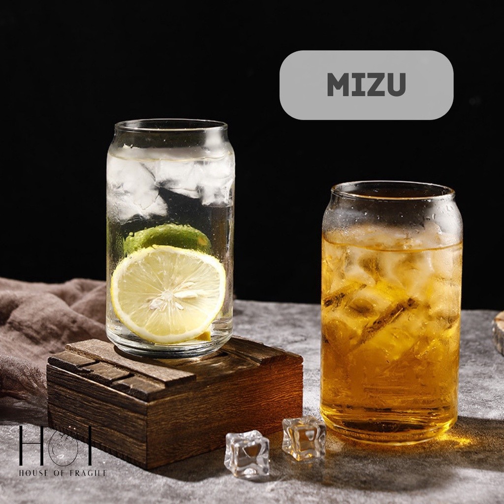 MIZU Gelas Minuman Kaca Bentuk Kaleng Gelas Aestetik Kaca Gelas Transparan Tahan Panas