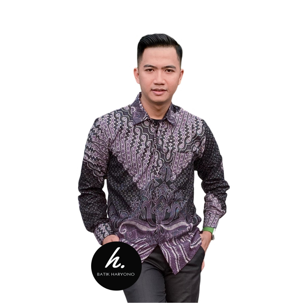 BATIK HARYONO Baju Kemeja Pria Dewasa Lengan Panjang Kerja Jumbo