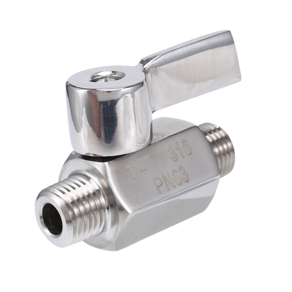 A76K 316 Stainless Ball Valve - 1/4 Inch NPT Thread Male Small Mini Ball Valve (1/4Inch Male&Male)