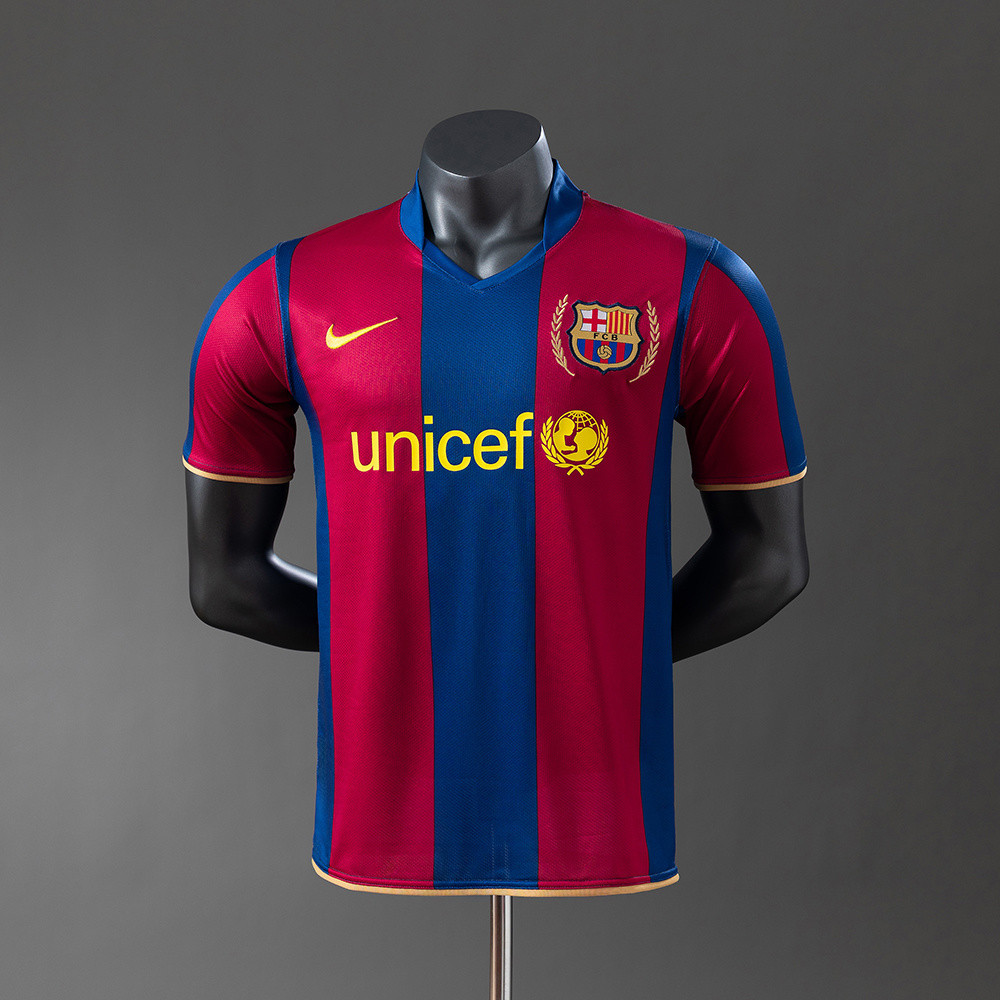 Jersey Barcelona 07/08 Player Version Retro Home T shirt pria