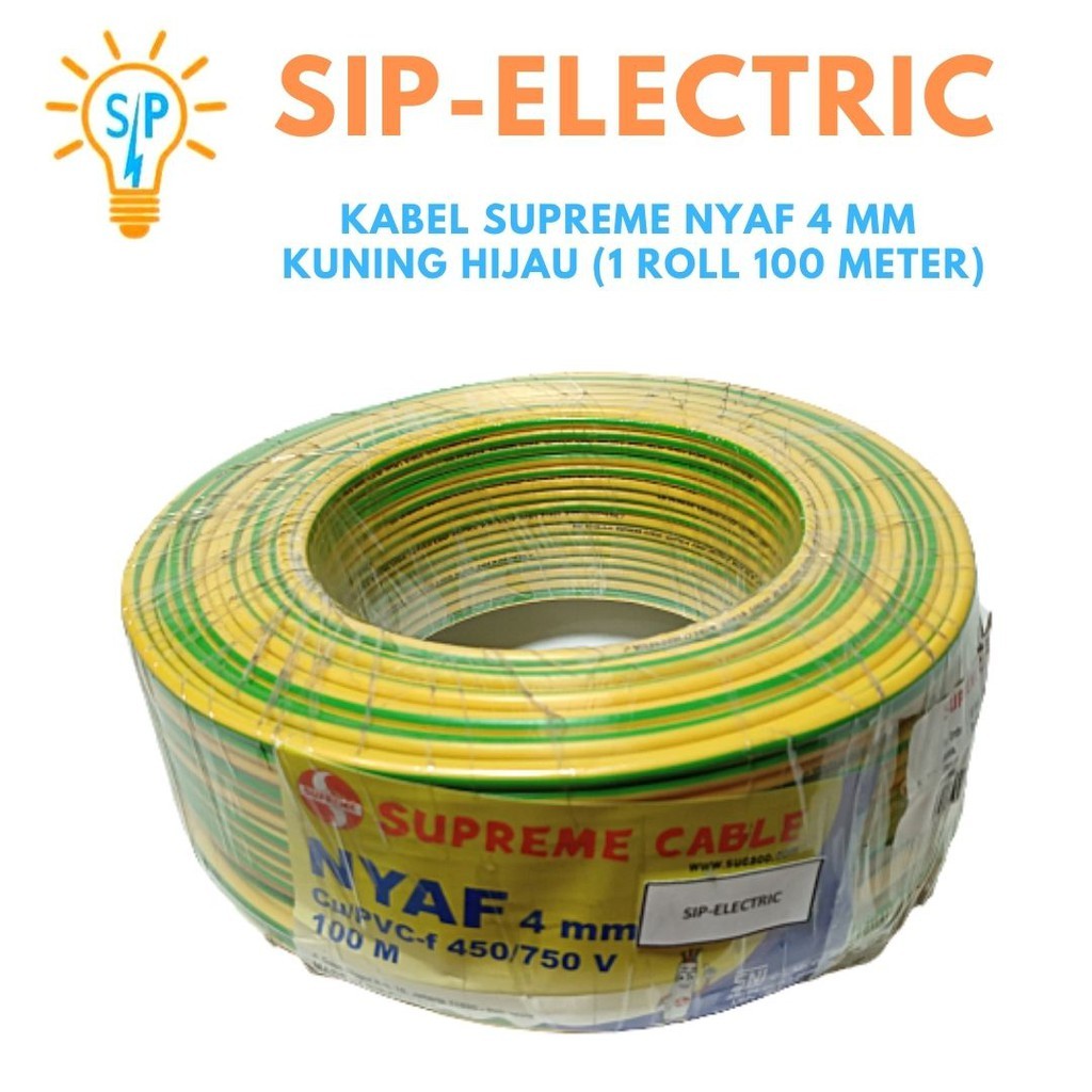 Kabel Supreme Nyaf 4 Mm Kuning Hijau (1 Roll 100 Meter)