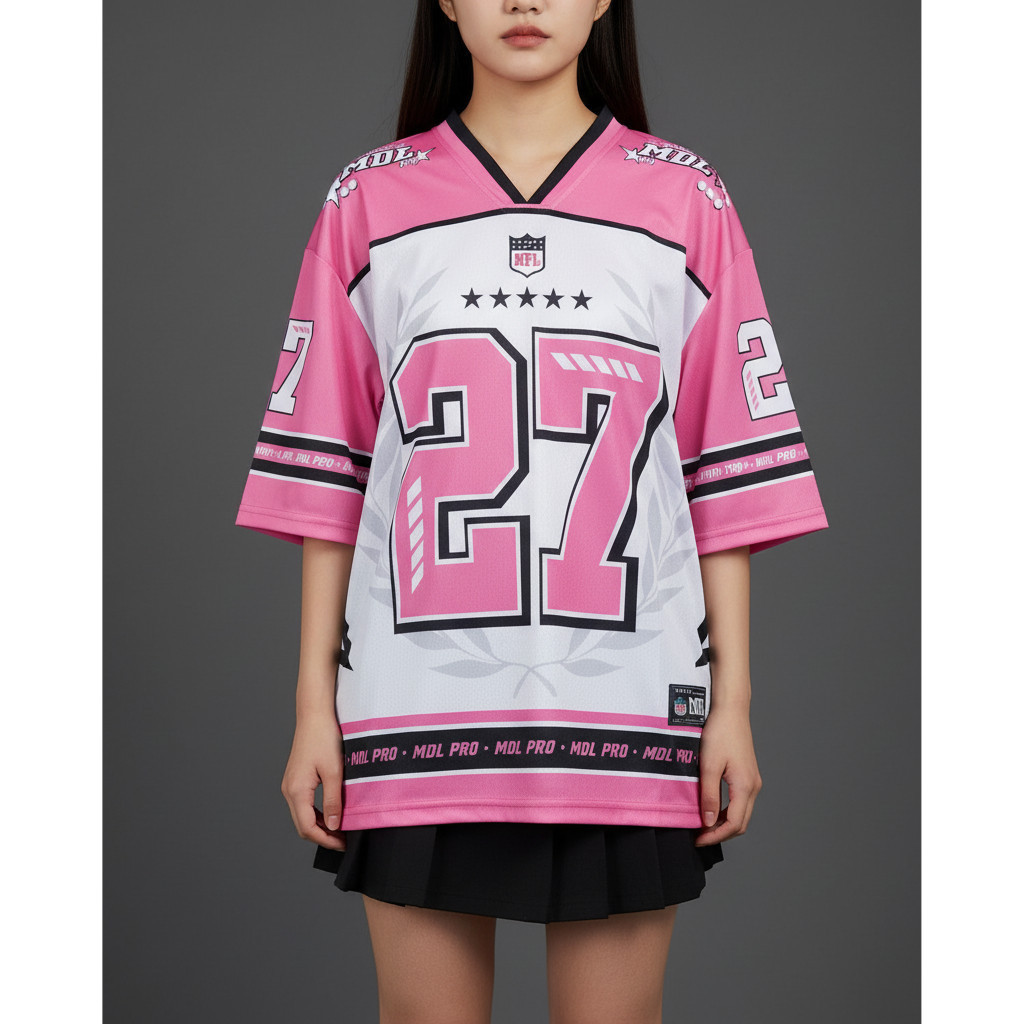 JERSEY PINK PUTIH VINTAGE RUGBY SOCCER OVERSIZE KAOS BAJU JUMBO XXL LD120 STREETWEAR UNISEX BRANDED