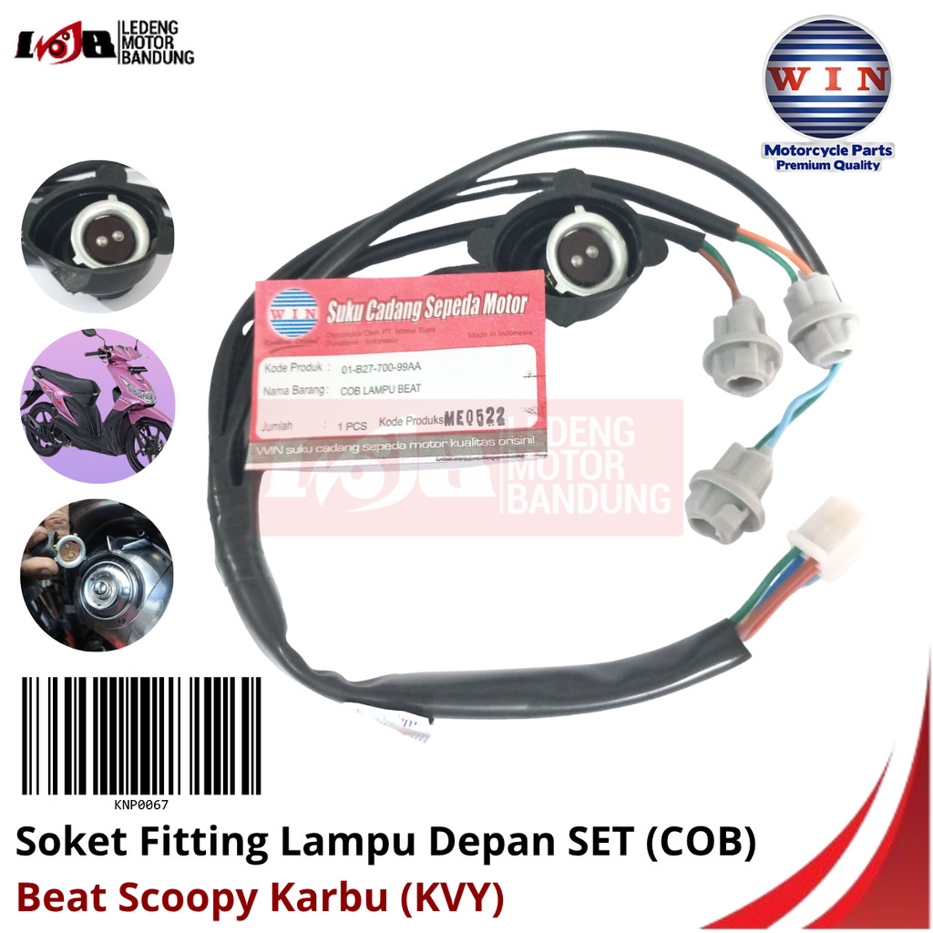 WIN COB Soket Fitting Lampu Depan Beat Scoopy Karbu KVY Socket Fiting Honda Kabel Set Motor