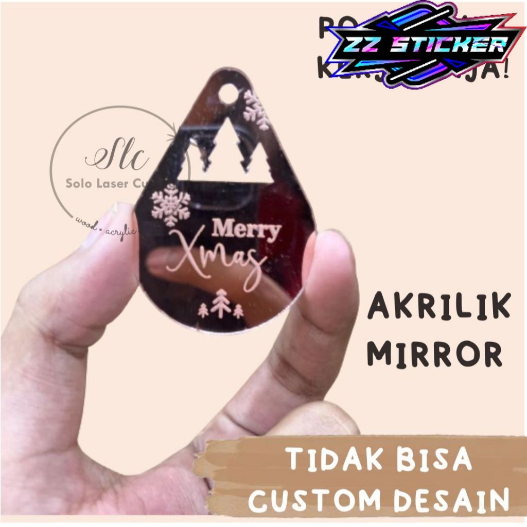 Hang Tag Akrilik Merry Christmas / Hampers Tag Mirror Acrylic / Hiasan Selamat Natal Dan Tahun Baru