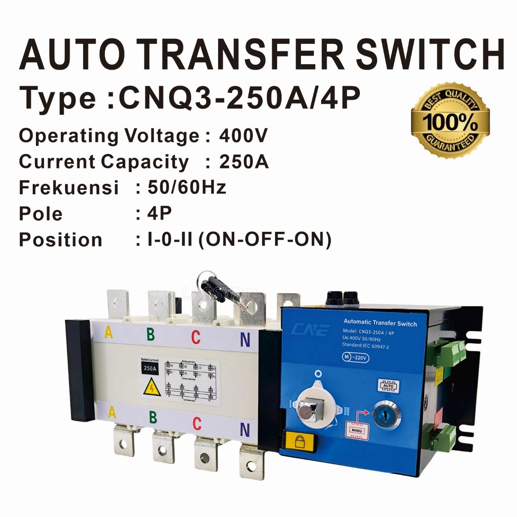 Auto Transfer Switch ATS 4P 250A/Motorized Ohm Saklar 250A
