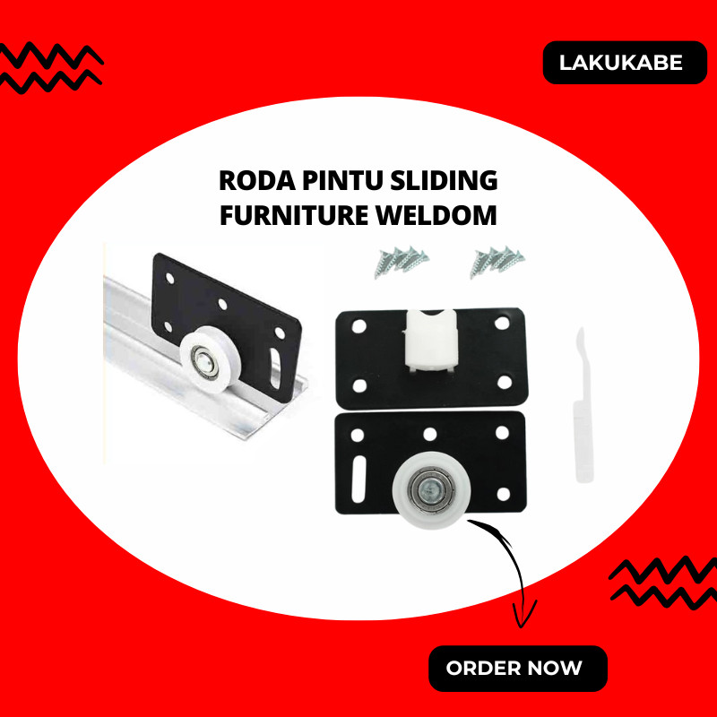 Roda Pintu Sliding Lemari Furniture Geser SD380 – Roda Lemari Geser Atas Bawah Set Besi Nylon