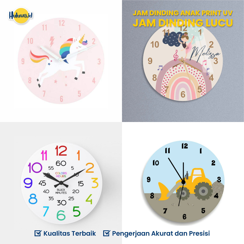 (Wana clean) Jam Dinding Unik / Jam Dinding Anak / Jam Dinding Lucu