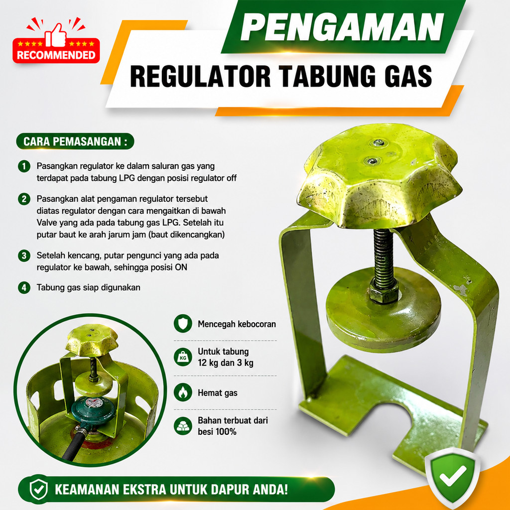 Pengaman Regulator Tabung Gas LPJ 3Kg/12Kg - Pengunci Regulator Tabung LPG -  Penjepit Regulator