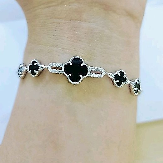 Gelang tangan serut Asli perak silver 925 lapis emas putih gel05