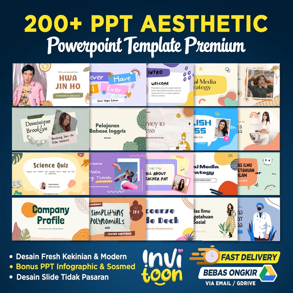 200+ Template (Powerpoint) PPT Aesthetic kekinian Premium estetik slide